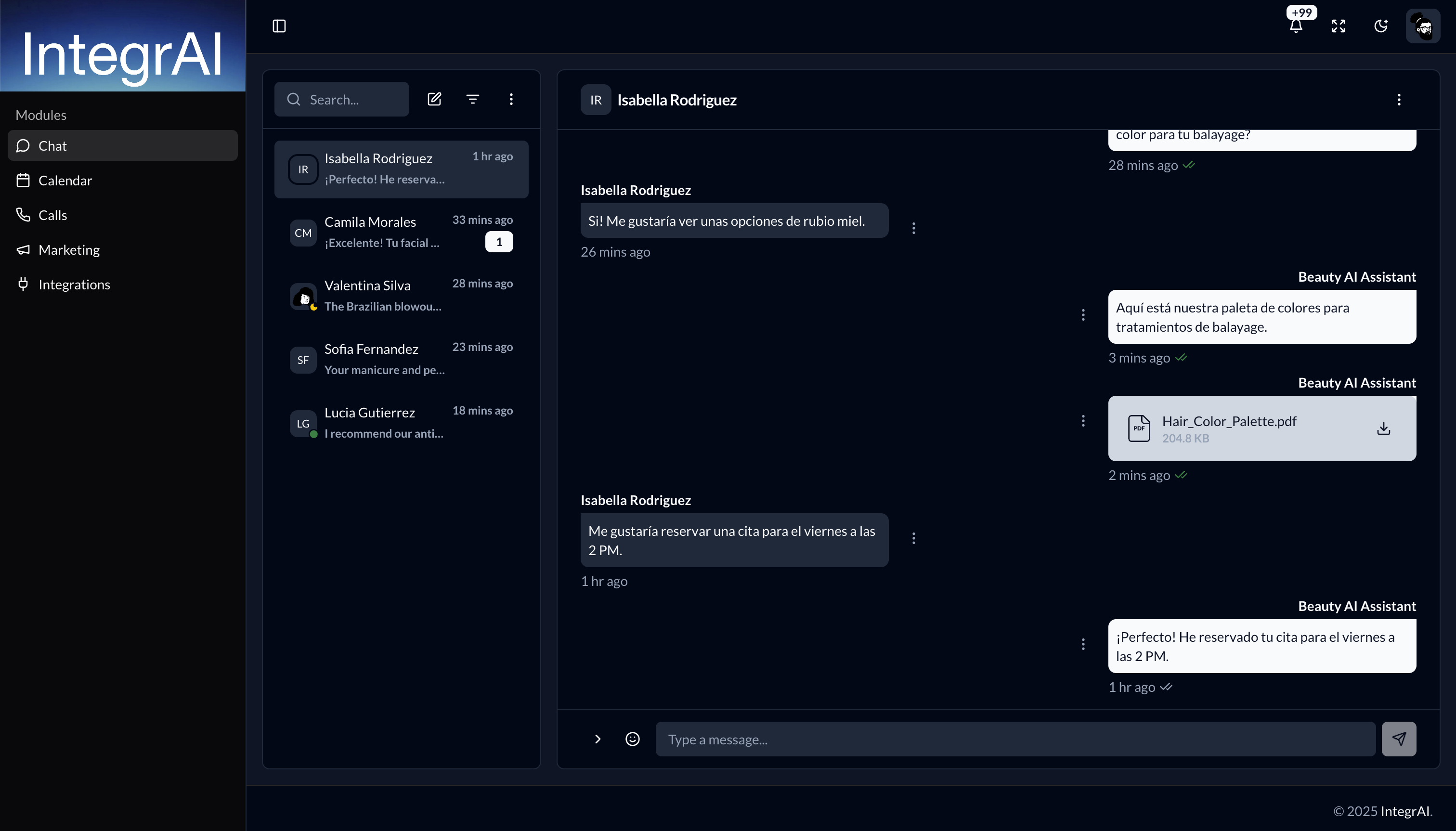 IntegrAI App Interface - AI Employees in Action